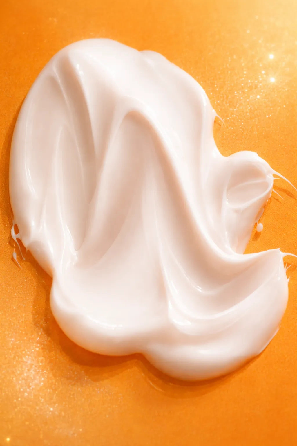 Sirela Firming Renewal Cream texture swatch in a premium macro shot showing a silky, rich cream finish on a warm background.